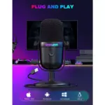 ONIKUMA M830 USB Condenser Gaming Microphone with Noise Cancellation & Mute Button, Streaming/Recording, Ultra-Compact Design