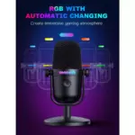 ONIKUMA M830 USB Condenser Gaming Microphone with Noise Cancellation & Mute Button, Streaming/Recording, Ultra-Compact Design