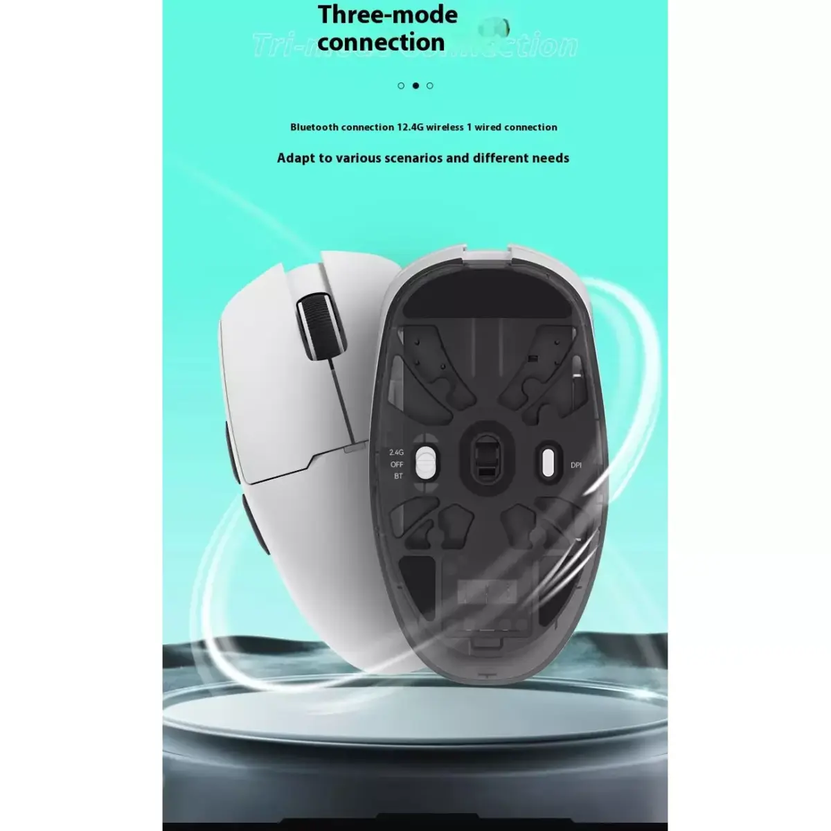 AIGO GM80 Plus 3 Mode Wireless, Bluetooth & Wired Gaming Mouse - 12,000 DPI Optical Sensor PAW3311 - Lightweight 52G - Polling Rate 1000 Hz (Black Red) (12)