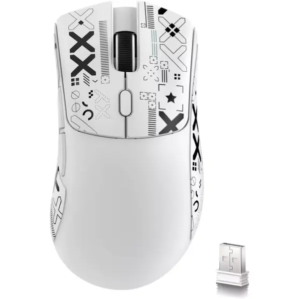 ATTACK SHARK R1 Tri-Mode (Wireless 2.4GWiredBT5.2) Gaming Mouse, ,55g Lightweight,18K DPI Optical Sensor (White)