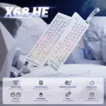 ATTACK SHARK X68 HE Rapid Trigger RGB Magnetic Gaming Keyboard with Adjustable Actuation,Hall Effect Magnetic Switch, 8KHz Polling Rate (White Contour)