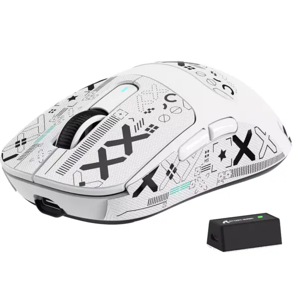 Attack Shark X3 Pro 8K Hz Gaming Mouse, 59g Superlight BT2.4G WirelessWired PixArt PAW3395 Gaming Sensor, 26000 DPI, Griptape, Programmable Buttons (White)