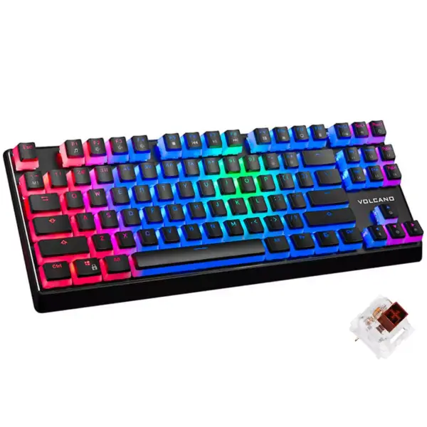 MODECOM VOLCANO LANPARTY RGB Pudding Edition - Outemu Brown - Double-Shot Pudding Keycaps - Aluminium Housing - Full RGB backlighting (16.7 million colors) -Full Keys Anti Ghosting (Black)