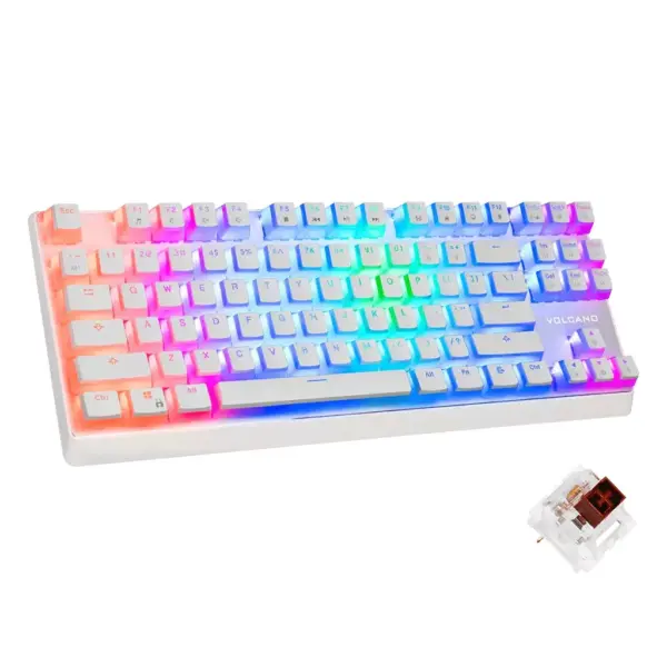 MODECOM VOLCANO LANPARTY RGB Pudding Edition - Outemu Brown - Double-Shot Pudding Keycaps - Aluminium Housing - Full RGB backlighting (16.7 million colors) -Full Keys Anti Ghosting (White)