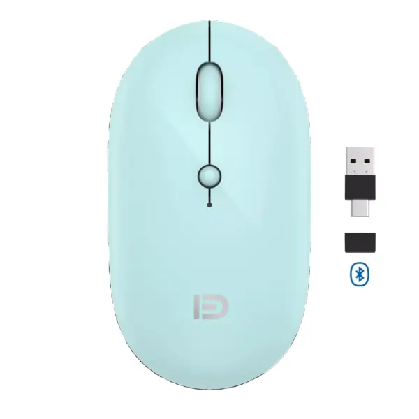 FD E100 Wireless, Bluetooth Rechargeable Mouse - Optical Sensor 1600 DPI - Polling Rate 500Hz - Silent Clicks (Green)