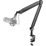 FIFINE BM66 Microphone Boom Arm Stand, with Desk Clamp, Cable Channels, 3/8" to 5/8" Threads, Heavy Metal for Podcast, Vocal Recording, Gaming