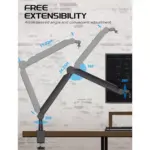 FIFINE BM66 Microphone Boom Arm Stand, with Desk Clamp, Cable Channels, 3/8" to 5/8" Threads, Heavy Metal for Podcast, Vocal Recording, Gaming