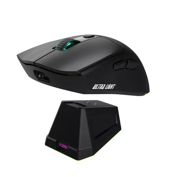 JeDEL WD139 Wireless 2.4Ghz , Bluetooth Rechargeable Gaming Mouse - Optical Sensor 1600 DPI - Magnetic Charging Dock (Black)