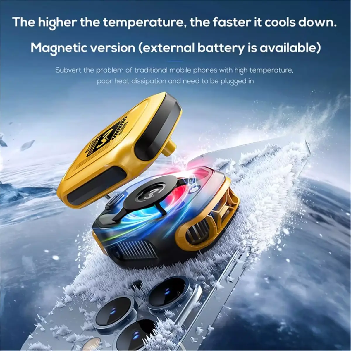 MEMO CX12 Mobile Phone Cooler, Magnetic Semiconductor Ice Cooling Radiator With AI Digital Display 2000mAh Battery, RGB Lighting