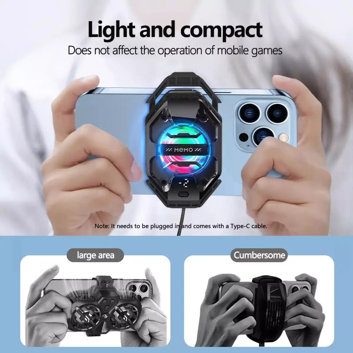 MEMO DL20 AI 27W Phone Cooling Fan with RGB LED Semiconductor Heatsink