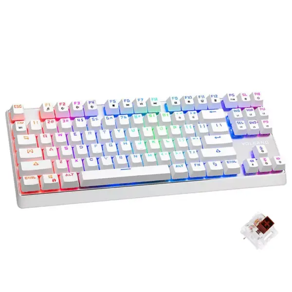 MODECOM VOLCANO LANPARTY RGB - Outemu Brown - Double-Shot Keycaps - Aluminium Housing - Full RGB backlighting (16.7 million colors) -Full Keys Anti Ghosting (White)