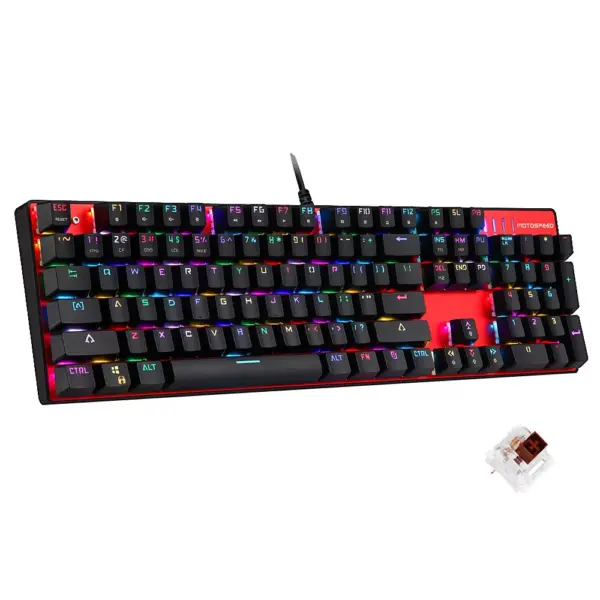 MOTOSPEED CK104 RGB Gaming Mechanical Keyboard - Brown Switches (Red)