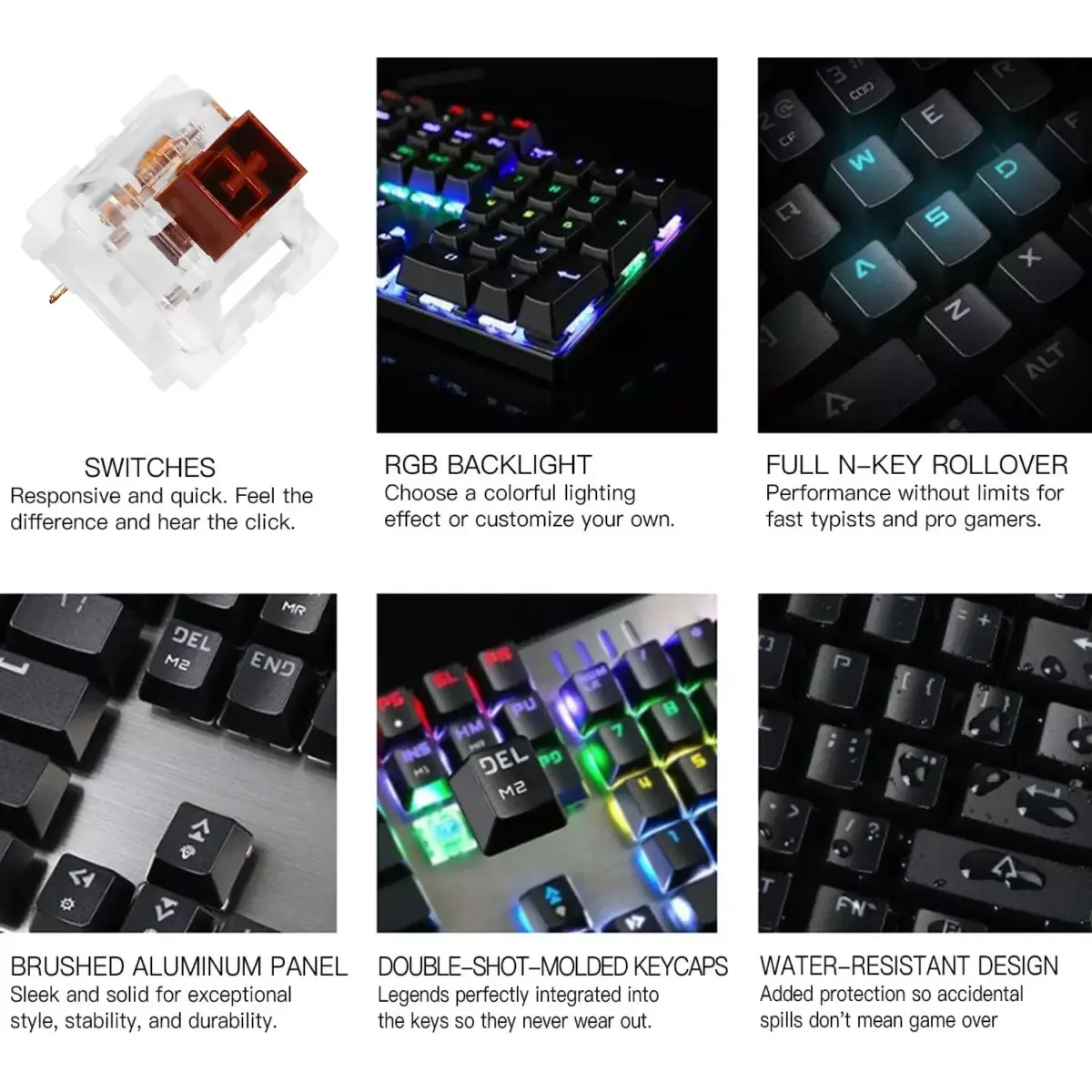 MOTOSPEED CK104 RGB Gaming Mechanical Keyboard - Brown Switches (Red)