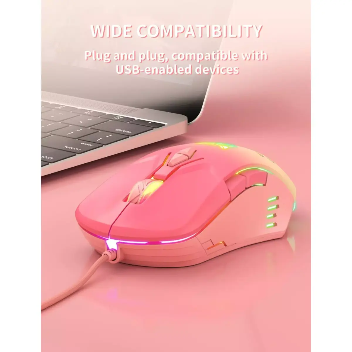 ONIKUMA CW902 Gaming Mouse - 6,400 DPI Programmable with software (Peach Gradient)