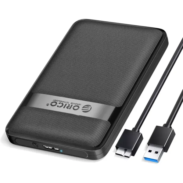 ORICO 2577U3 2.5'' Hard Drive Enclosure, 5Gbps USB 3.0 to SATA External Hard Drive Case for 2.5 Inch 7mm 9.5mm SSD HDD Max 6TB, UASP Supported, Black