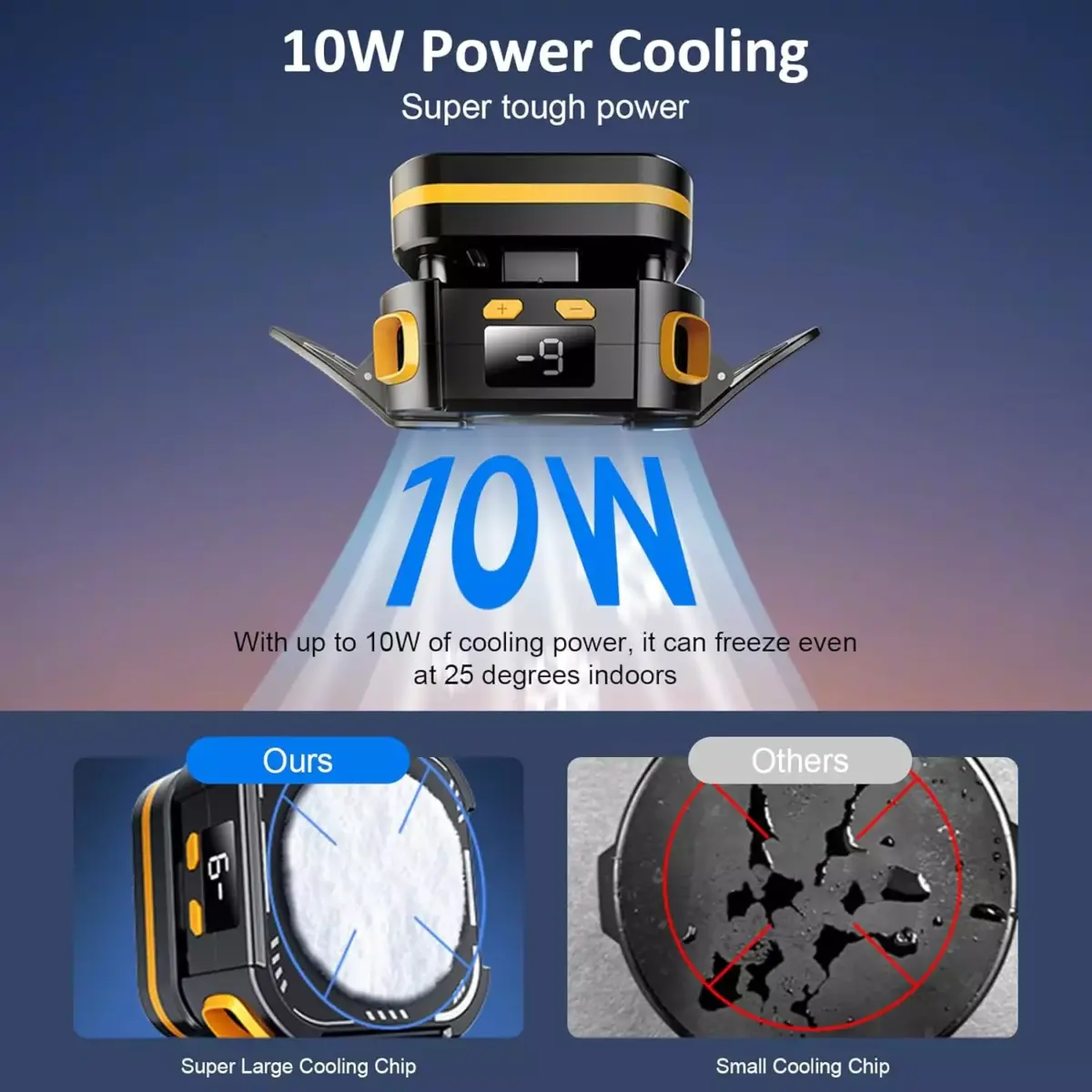 P70 Magnetic Phone Cooler, 2000mAh Cordless Semiconductor Cooling Chip for iPhone/Android