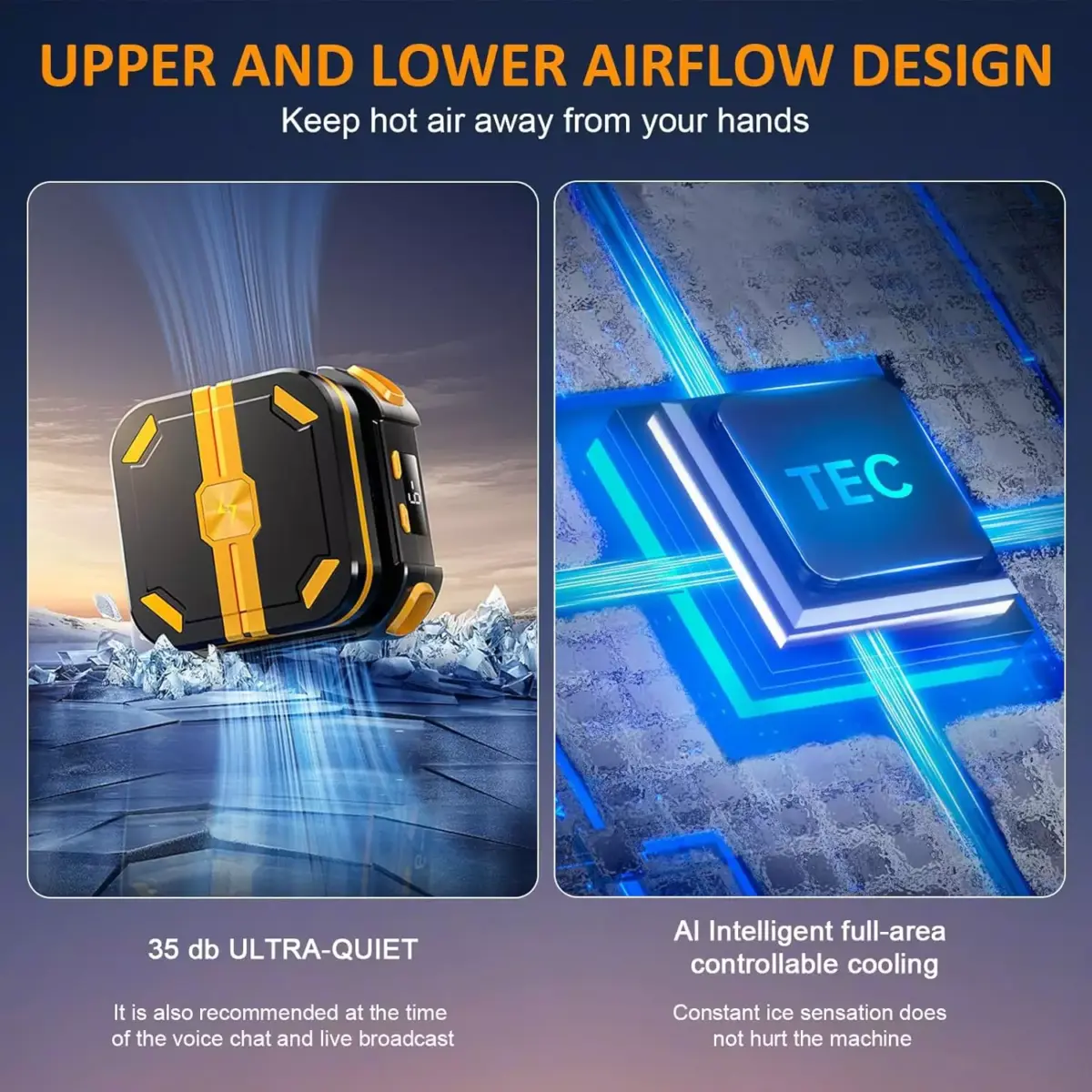 P70 Magnetic Phone Cooler, 2000mAh Cordless Semiconductor Cooling Chip for iPhone/Android