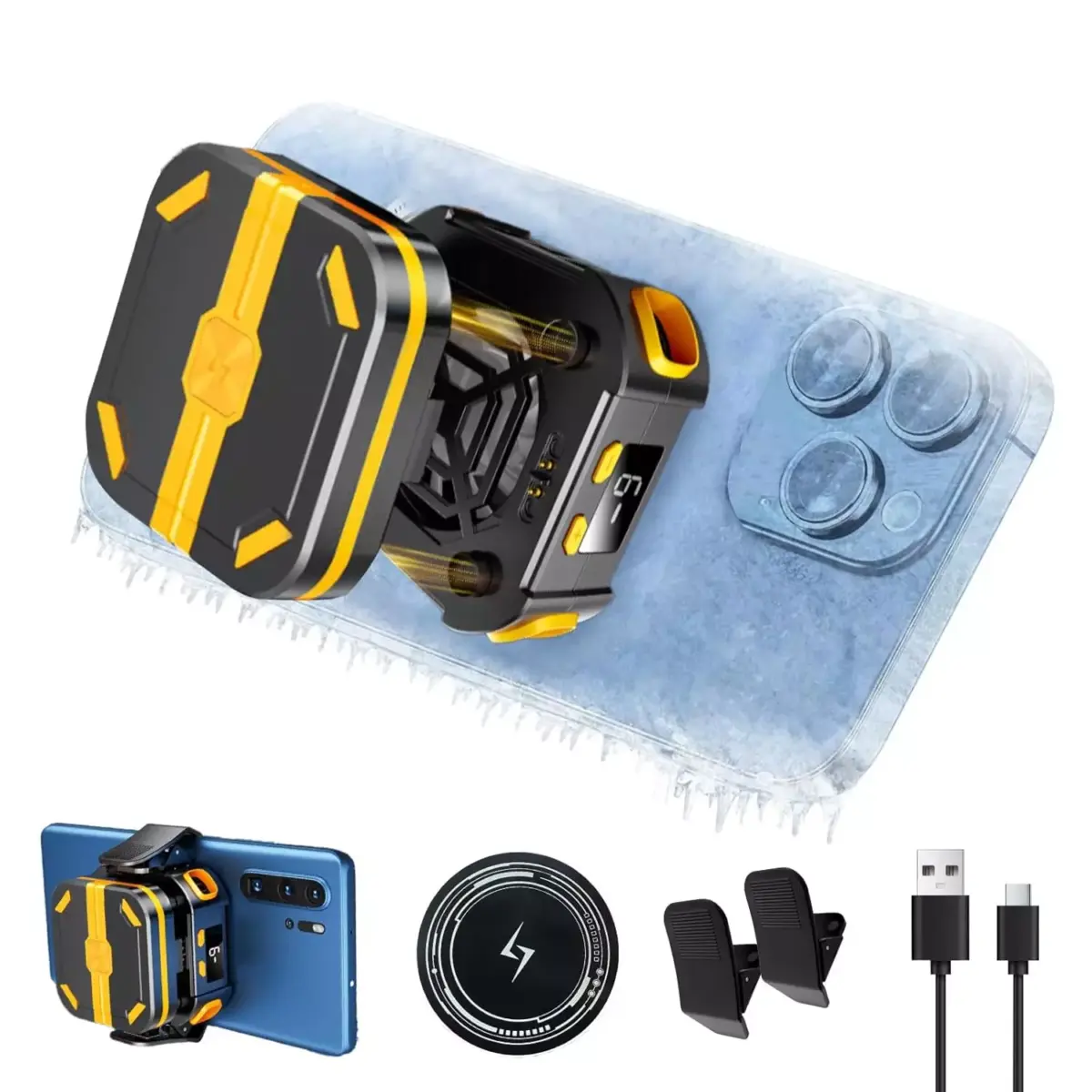 P70 Magnetic Phone Cooler, 2000mAh Cordless Semiconductor Cooling Chip for iPhone/Android