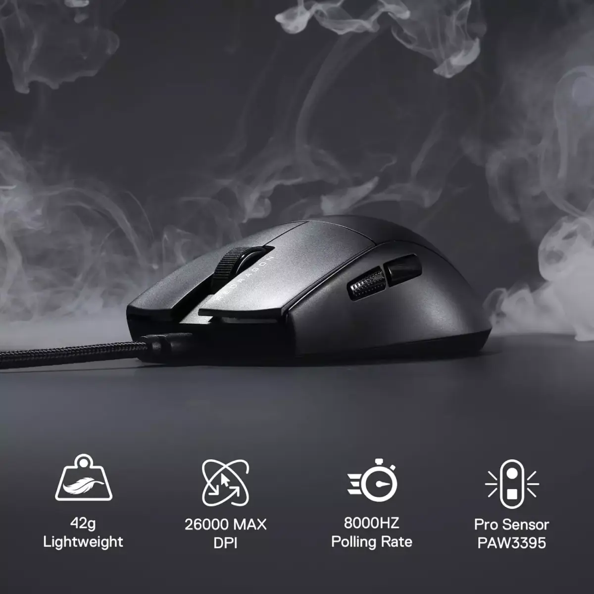Redragon M996 8K Polling Rate Gaming Mouse, UltraLight 42G Optical Sensor PAW3395 26,000 DPI
