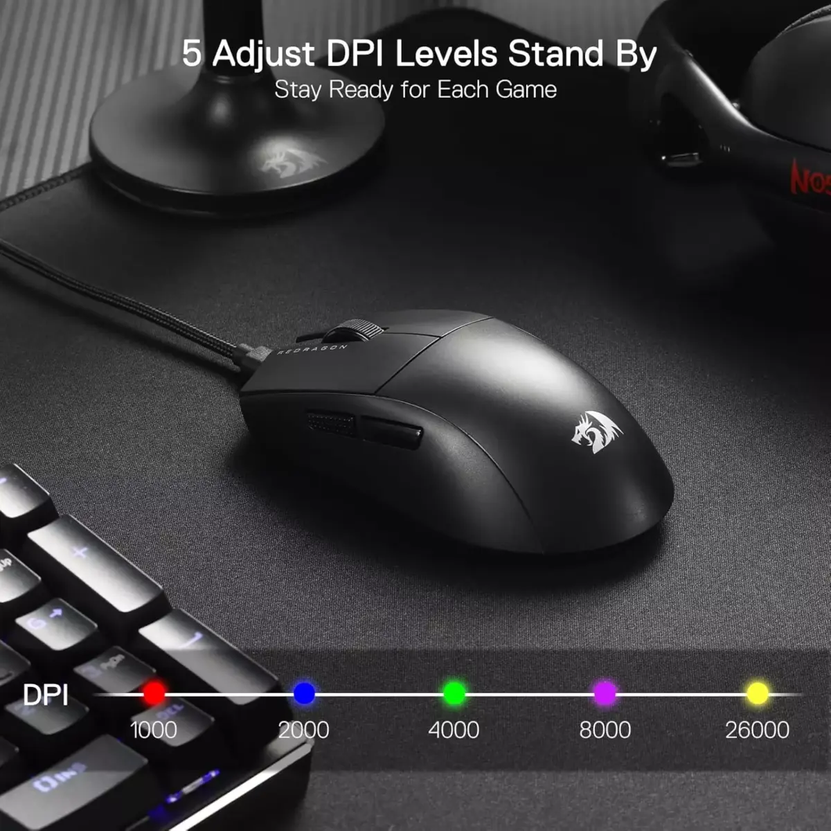 Redragon M996 8K Polling Rate Gaming Mouse, UltraLight 42G Optical Sensor PAW3395 26,000 DPI