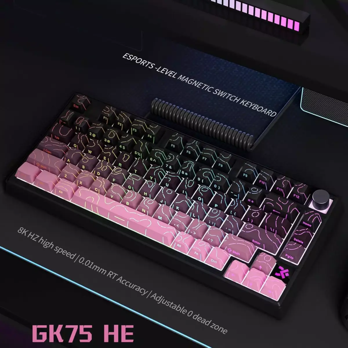 SKYLOONG GK75 HE RGB Gaming Magnetic Keyboard - Magnetic Switch Hall Effect Hot Swappable - 8000 Hz Polling - Rate Rapid Trigger 0.01mm (BlackBerry)