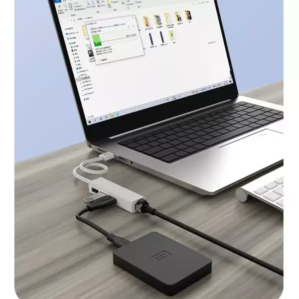 USB A to 3-Port + RJ45 Adapter