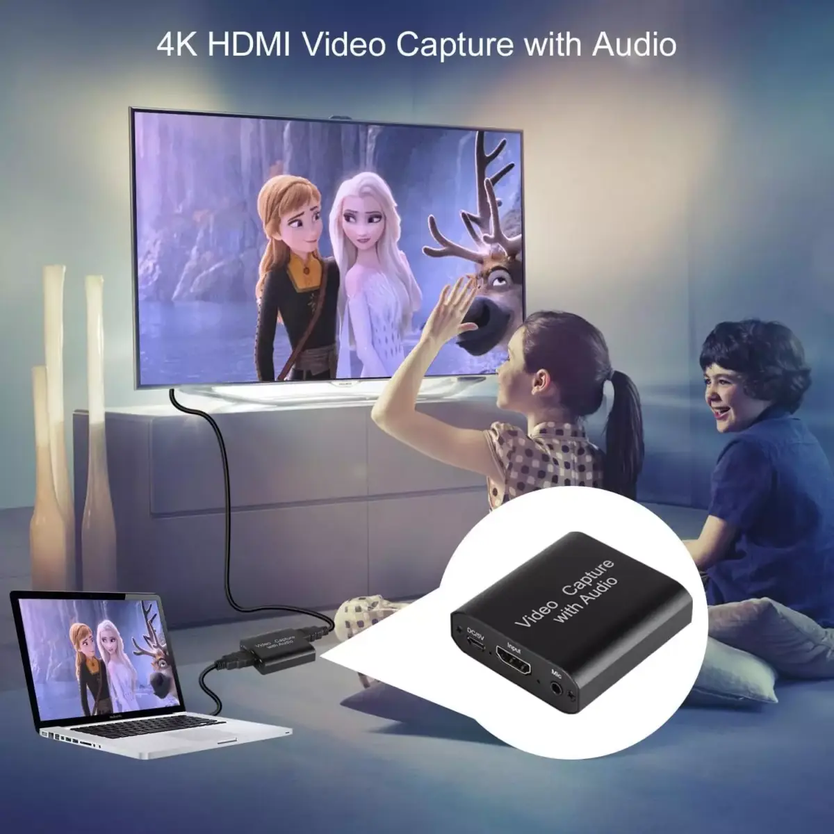 Video Capture Card with Audio, Capture Card with 4K HDMI Loop Out, 1080P 60FPS Video Recorder, Capture Card for Switch/PS4/PS5/X Box/OBS/Camera/PC, for Streaming/Gaming/Broadcasting/Video Conferences