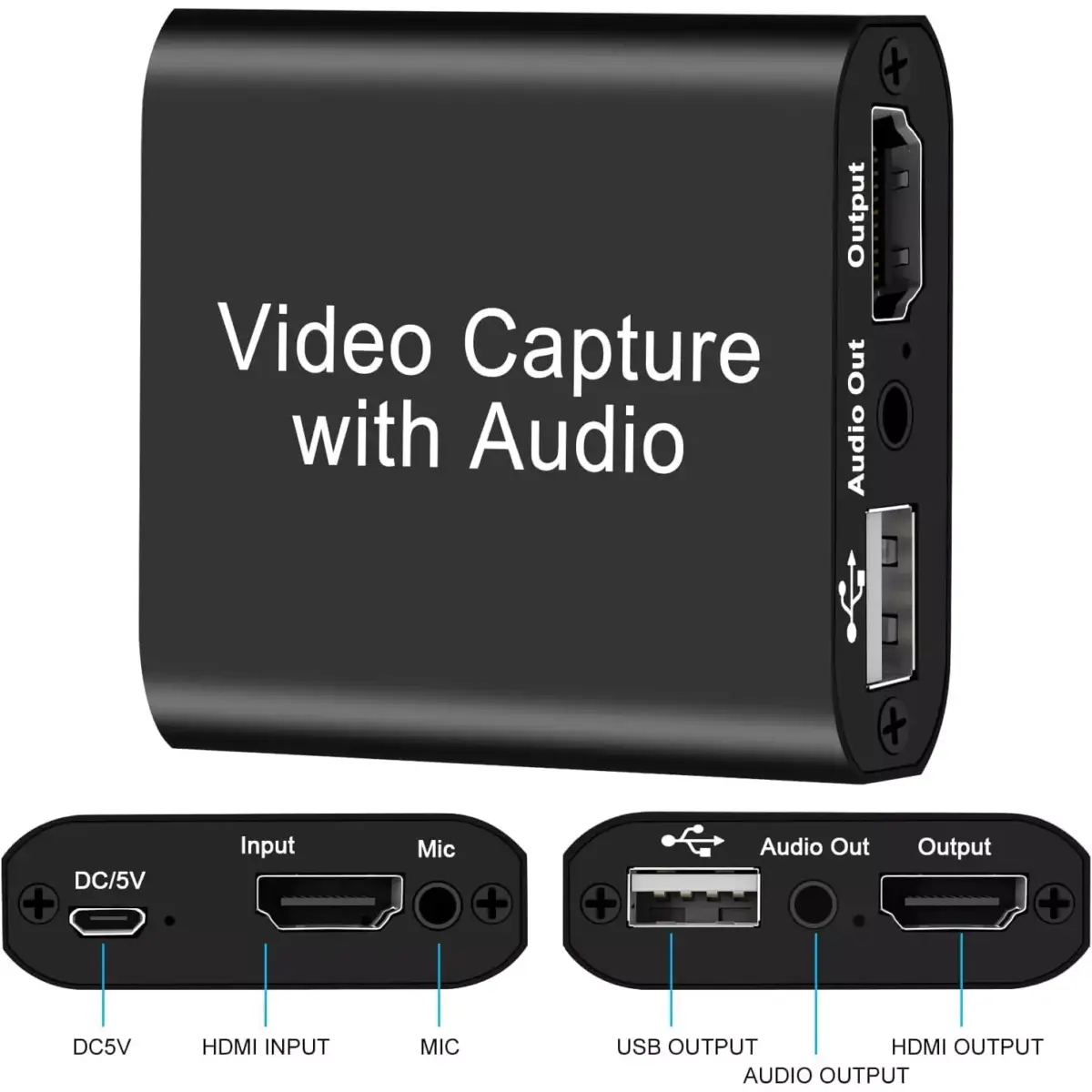 Video Capture Card with Audio, Capture Card with 4K HDMI Loop Out, 1080P 60FPS Video Recorder, Capture Card for Switch/PS4/PS5/X Box/OBS/Camera/PC, for Streaming/Gaming/Broadcasting/Video Conferences