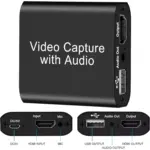 Video Capture Card with Audio, Capture Card with 4K HDMI Loop Out, 1080P 60FPS Video Recorder, Capture Card for Switch/PS4/PS5/X Box/OBS/Camera/PC, for Streaming/Gaming/Broadcasting/Video Conferences