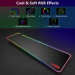 WOTEK RGB Gaming Mouse Pad - Size 800 X 400 X 4 MM -14 Lighting Modes - Spill-Resistant Smooth Surface (Black)