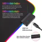 WOTEK RGB Gaming Mouse Pad - Size 800 X 400 X 4 MM -14 Lighting Modes - Spill-Resistant Smooth Surface (Black)