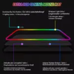 WOTEK RGB Gaming Mouse Pad - Size 800 X 400 X 4 MM -14 Lighting Modes - Spill-Resistant Smooth Surface (Black)