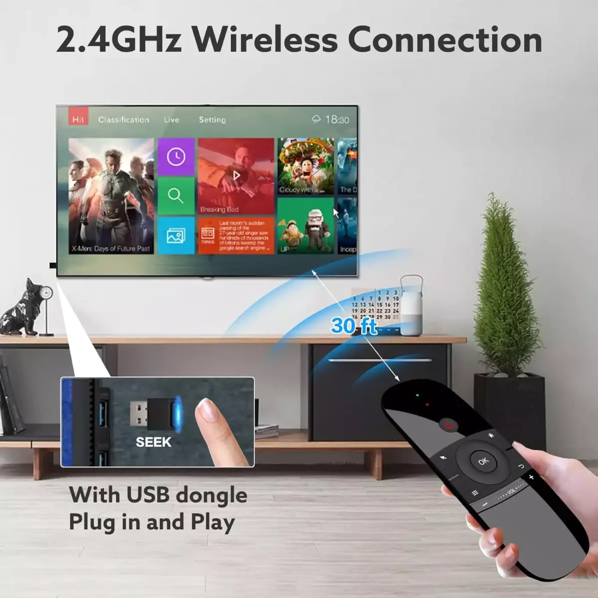 WeChip W1 Air Mouse Romote Control with Keyboard，IRRF TV Remote Control for Nvidia ShieldAndroid TV BoxPCProjectorHTPCAll-in-one PC
