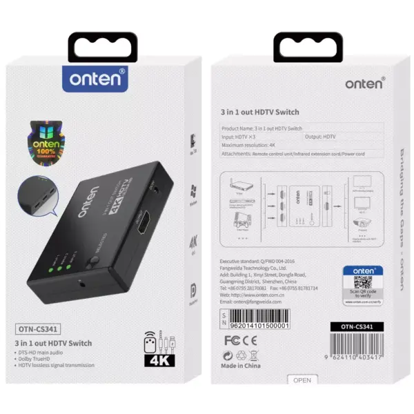 ONTEN CS341 HDMI Switch 3 in 1 Out