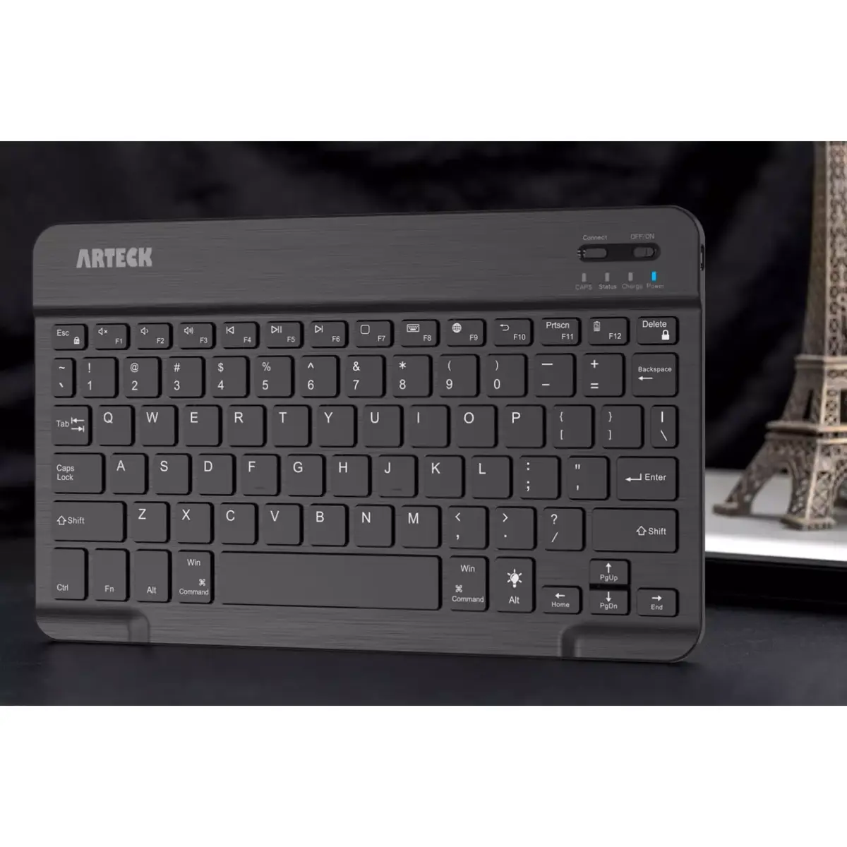 Arteck Universal Bluetooth Keyboard Backlit Ultra Light Slim Portable Built in Rechargeable 6-Month Battery (English & Arabic)