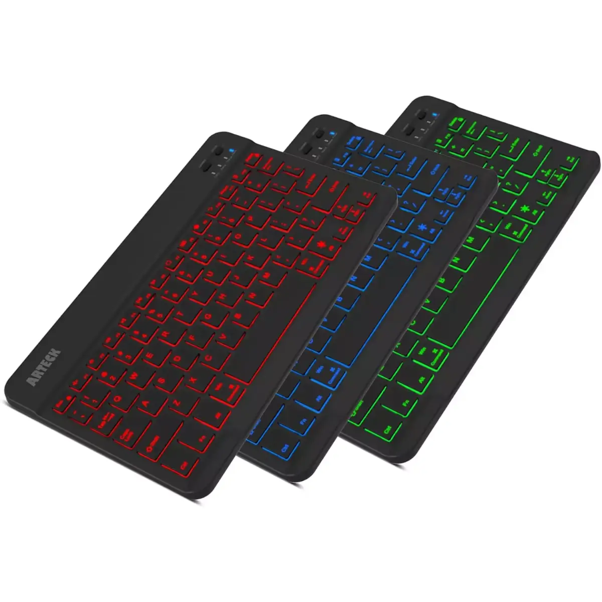 Arteck Universal Bluetooth Keyboard Backlit Ultra Light Slim Portable Built in Rechargeable 6-Month Battery (English & Arabic)