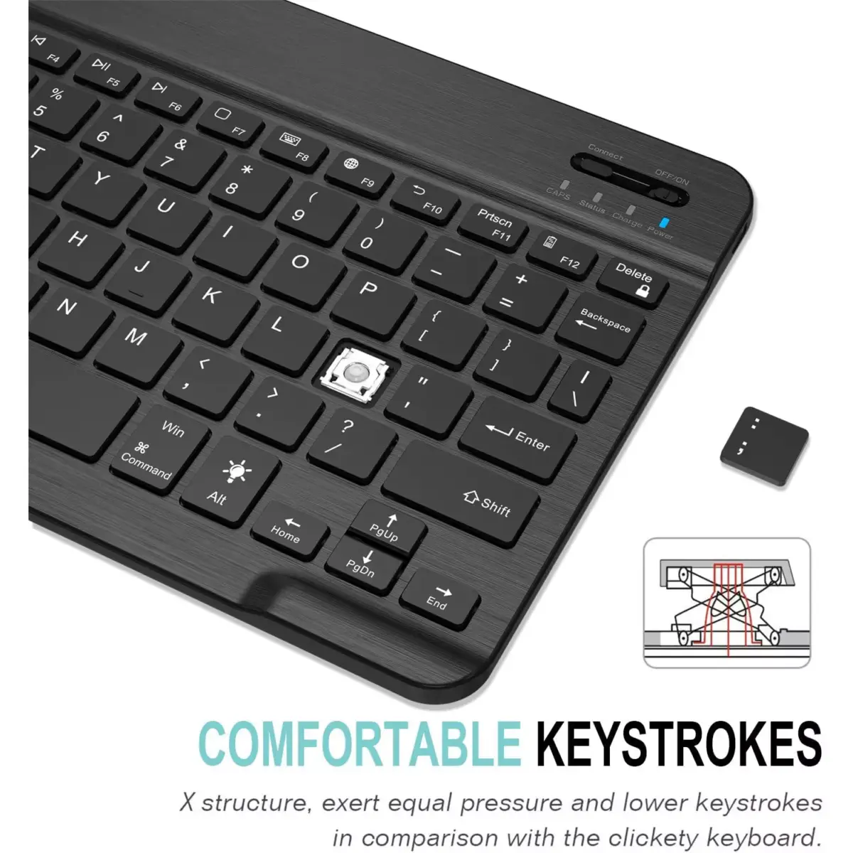 Arteck Universal Bluetooth Keyboard Backlit Ultra Light Slim Portable Built in Rechargeable 6-Month Battery (English & Arabic)