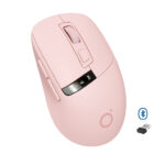 EWEADN Q2 Dual Mode Wireless, Bluetooth Silent Click Mouse - Optical Sensor 1600PDI Rechargeable USB C with Display (Pink)