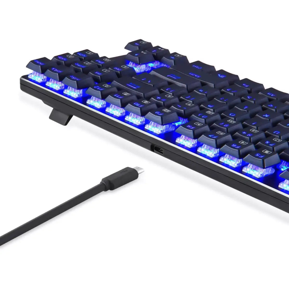 EagleTec KG060-BR LED BLUE Backlit Mechanical Gaming Keyboard 87 Key Metal - Brown Switch (Black)