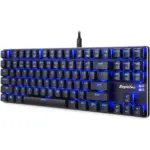 EagleTec KG060-BR LED BLUE Backlit Mechanical Gaming Keyboard 87 Key Metal - Brown Switch (Black)