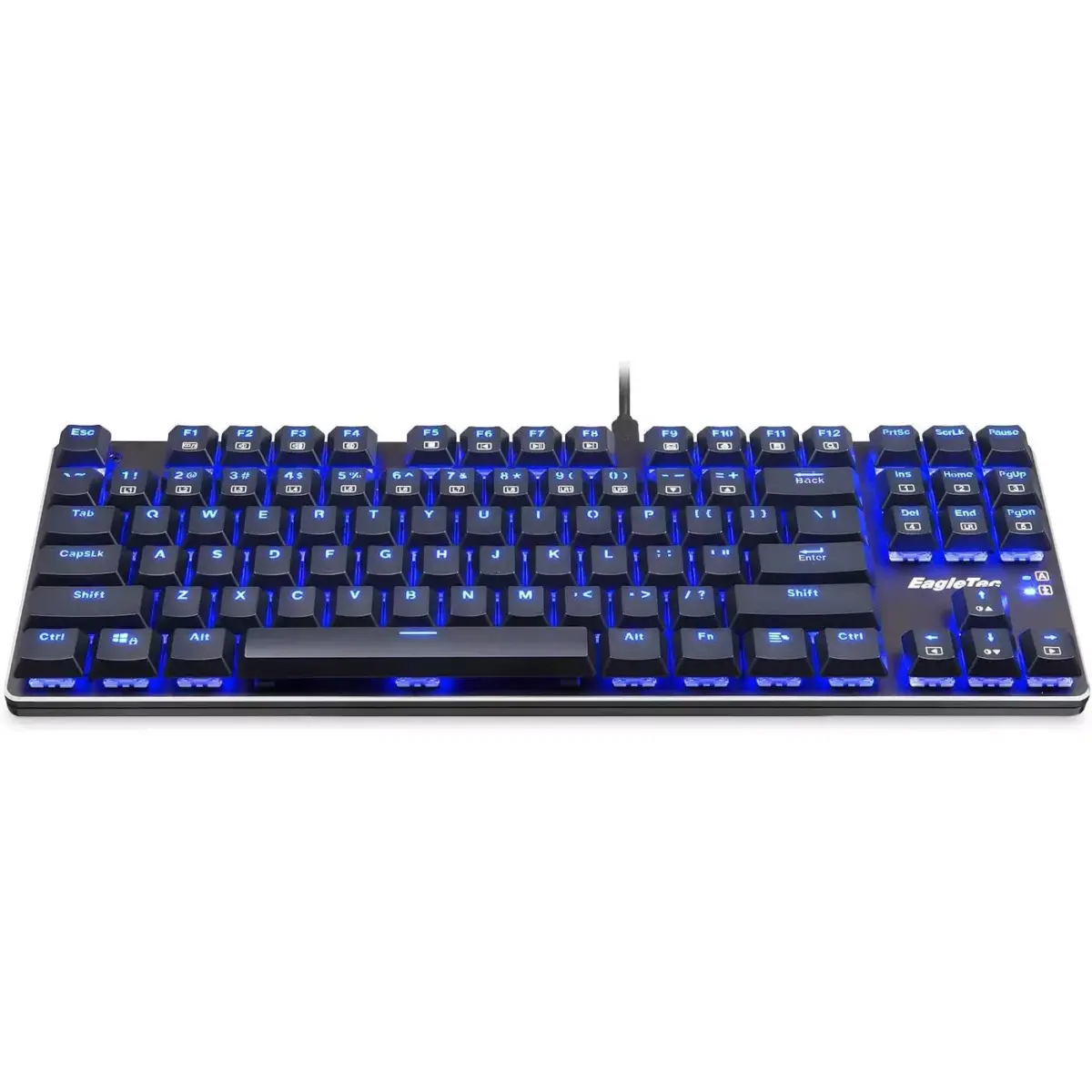 EagleTec KG060-BR LED BLUE Backlit Mechanical Gaming Keyboard 87 Key Metal - Brown Switch (Black)