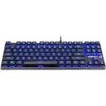 EagleTec KG060-BR LED BLUE Backlit Mechanical Gaming Keyboard 87 Key Metal - Brown Switch (Black)