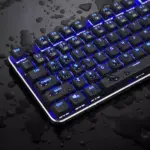 EagleTec KG060-BR LED BLUE Backlit Mechanical Gaming Keyboard 87 Key Metal - Brown Switch (Black)