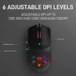 JeDEL GM1320 RGB Gaming Mouse - Optical Sensor 7200 DPI - Polling Rate 1000Hz - 7 Buttons Braided cable