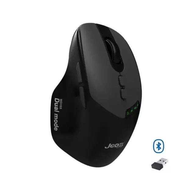 JeDEL WD155 Wireless 2.4Ghz , Bluetooth Rechargeable Mouse - Optical Sensor 2000 DPI - 7 Buttons With 2 Side Buttons (Black)