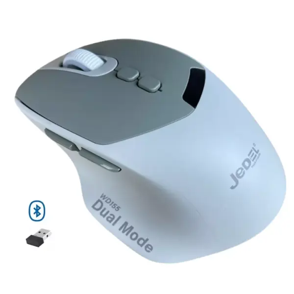 JeDEL WD155 Wireless 2.4Ghz , Bluetooth Rechargeable Mouse - Optical Sensor 2000 DPI - 7 Buttons With 2 Side Buttons (Green)