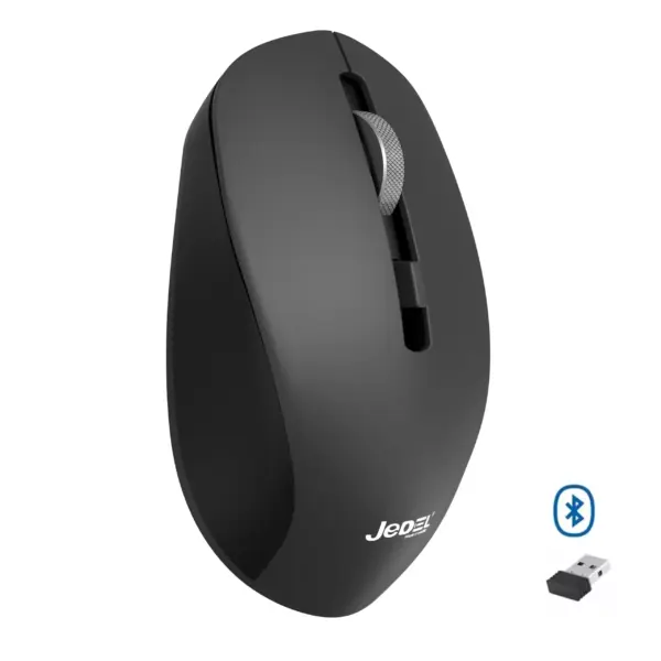 JeDEL WD156 Wireless 2.4Ghz , Bluetooth Rechargeable Mouse - Optical Sensor 1600 DPI - 4 Buttons (Black)