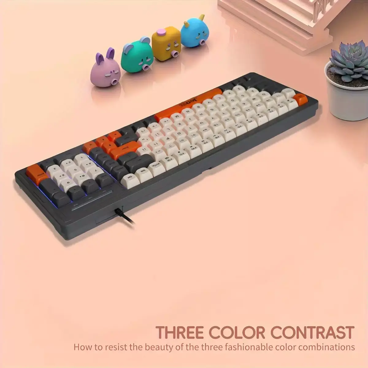 Jedel K32 RGB Multimedia Keyboard Silent Wired USB (ArabicEnglish key) – RGB backlit effects With Side Lighting – Waterproof 104 BPT keys For GamingBusinessPCWin
