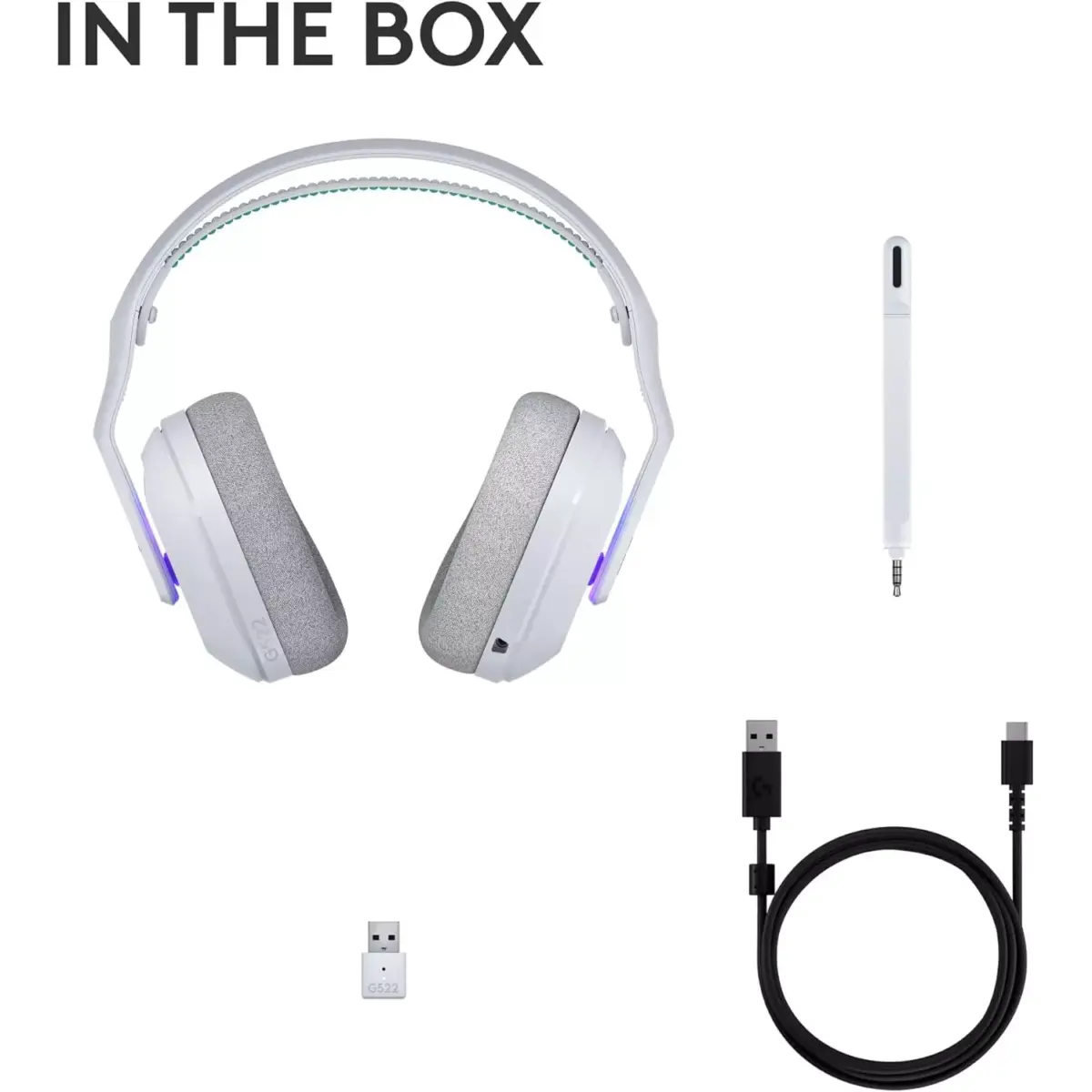 Logitech G522 Tri-Connectivity with LIGHTSPEED, Bluetooth, USB Gaming Headset, LIGHTSYNC RGB, Full Bandwidth Mic & Advanced Synchronised Audio (White)
