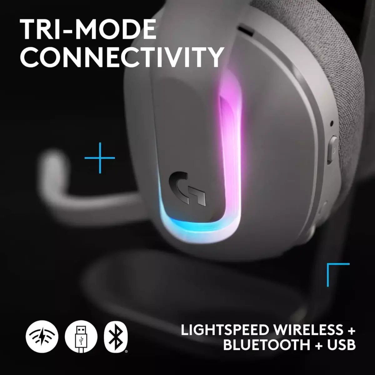 Logitech G522 Tri-Connectivity with LIGHTSPEED, Bluetooth, USB Gaming Headset, LIGHTSYNC RGB, Full Bandwidth Mic & Advanced Synchronised Audio (Black)